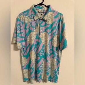 CHUBBIES Tropical Pineapple Print Men's Polo Size L